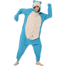 Kids Sky Blue Snorlax Costume - Onesie Jumpsuit Sky Blue Snorlax Cosplay