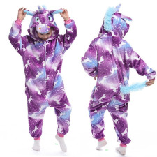 Kids Purple Galaxy Unicorn Costume - Onesie Jumpsuit Purple Galaxy Unicorn Cosplay