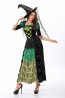Halloween Masquerade Ball Fancy Witch Green Dress Costume