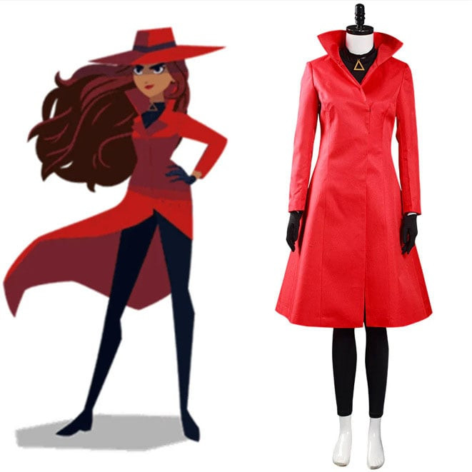 2019 Carmen Sandiego Costume - Bodysuit Red Coat Hat Set Carmen Sandiego Cosplay