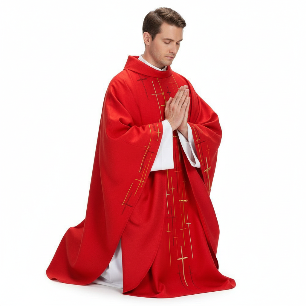 Catholic Priest Celebrant Chasuble Costume - Robe Catholic Priest Cosplay