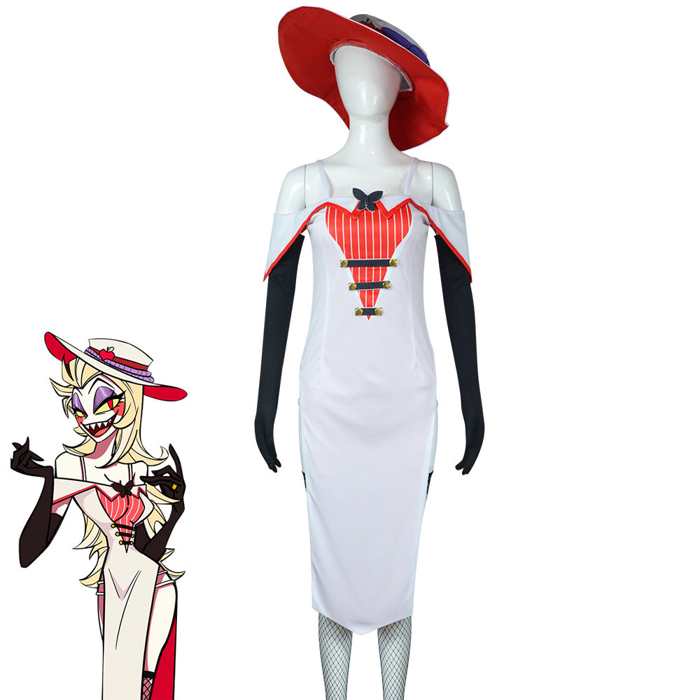 Hazbin Hotel Charlie Morningstar Costume - White Dress Hat Charlie Morningstar Cosplay