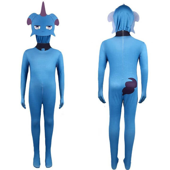 Palworld Depresso Costume - Blue Bodysuit Mask Set Depresso Cosplay