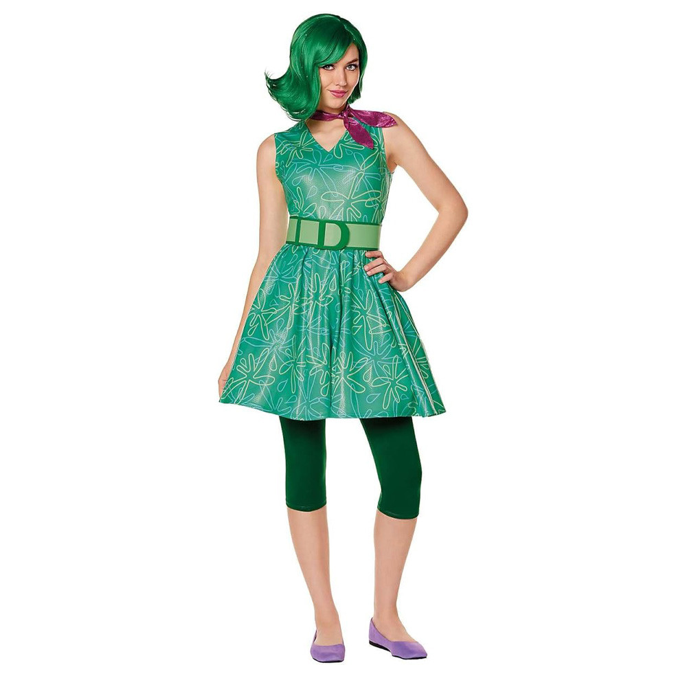 Girls Inside Out 2 Disgust Costume - Green Dress Disgust Cosplay
