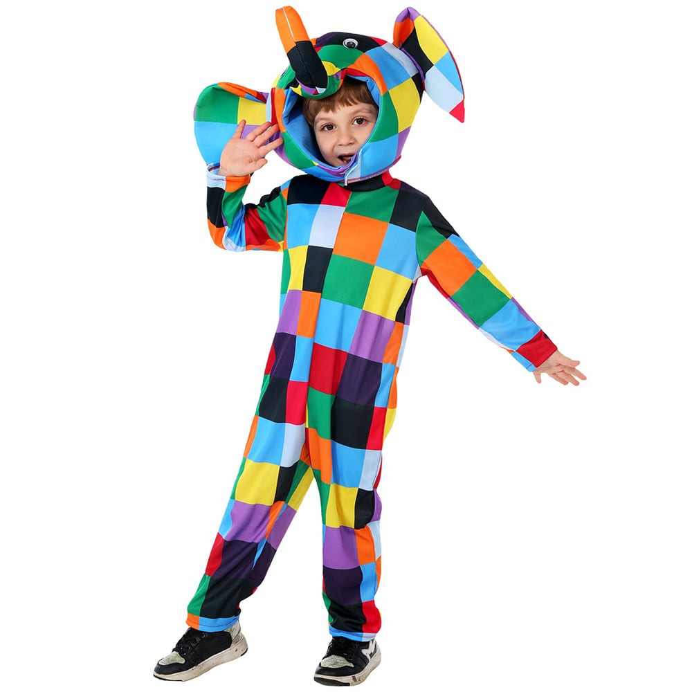 Kids Elmer the Patchwork Elephant Costume - Jumpsuit Elmer Elephant Cosplay