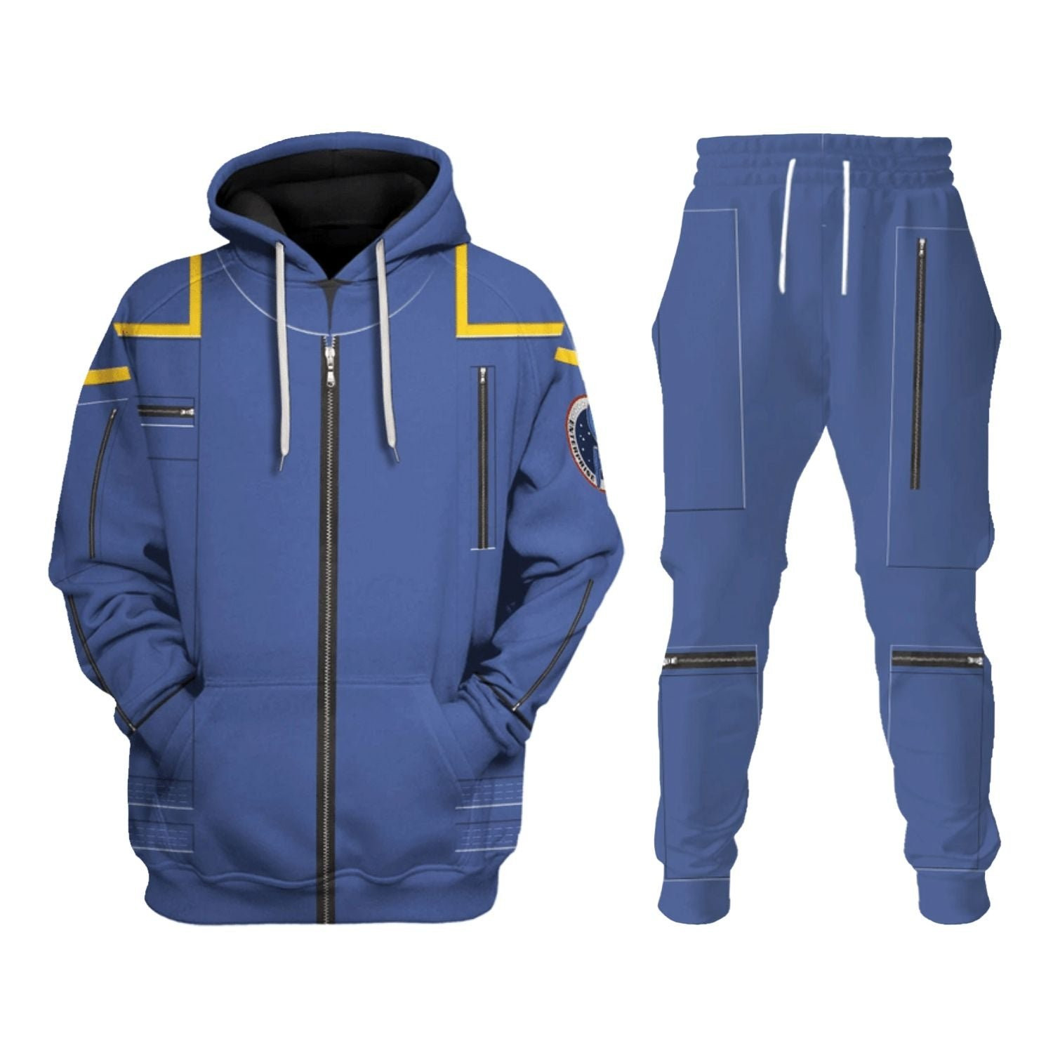 Star Trek Enterprise Starfleet Blue Uniform Costume - Hoodie Sweatpants Starfleet Blue Uniform Cosplay
