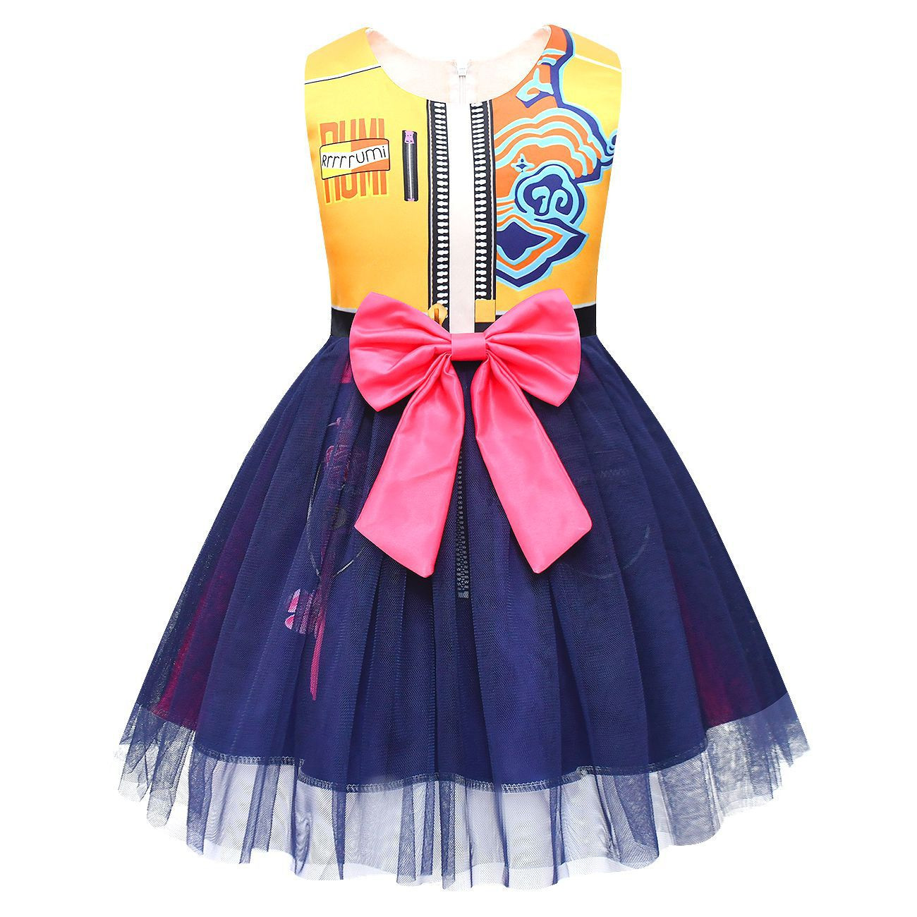 Girls K-Pop Demon Hunters Rumi Costume - Yellow Blue Tutu Dress Rumi Cosplay