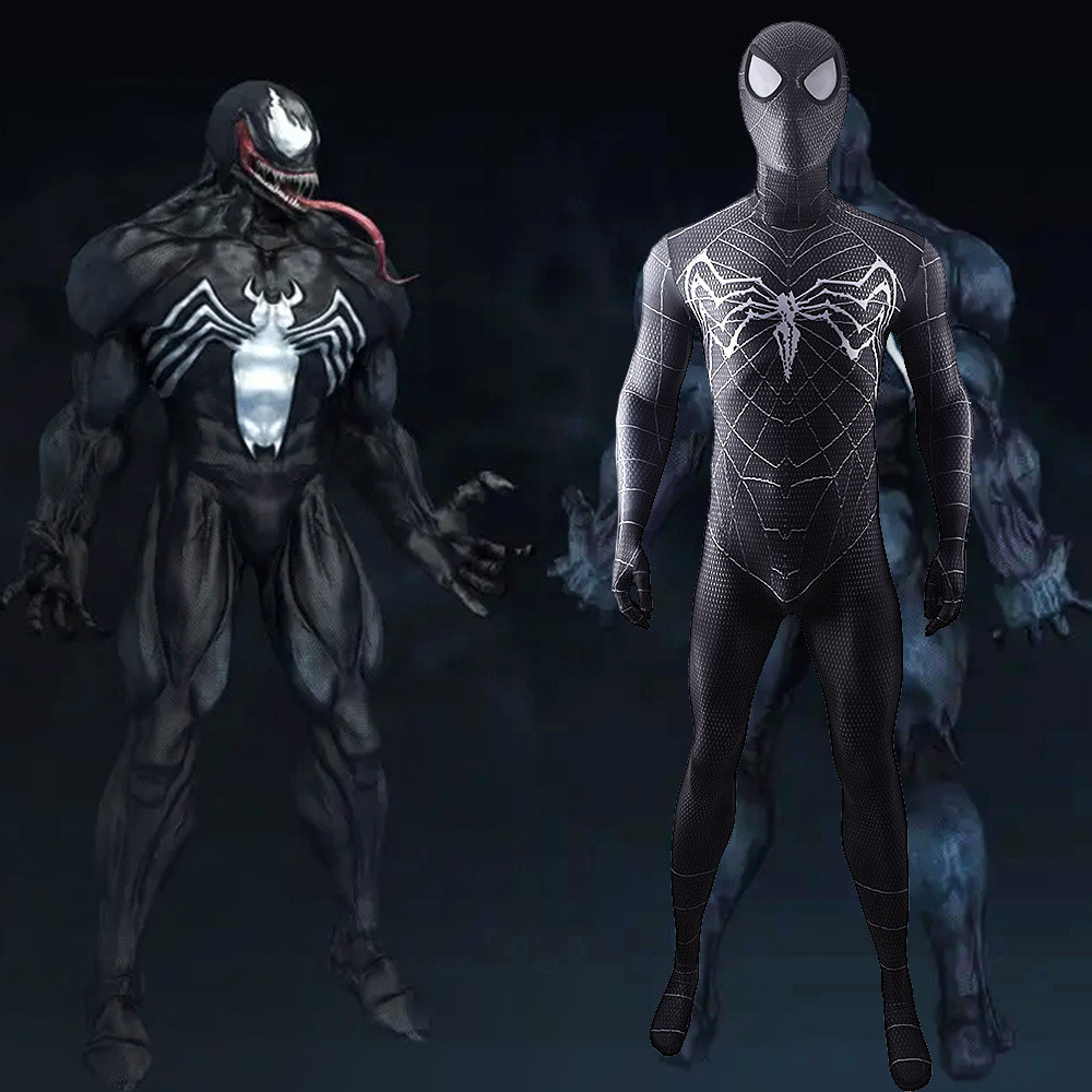 Super Heroes Secret Wars #8: Black Spider-Man Costume - Bodysuit Mask Set Black Spider-Man Cosplay