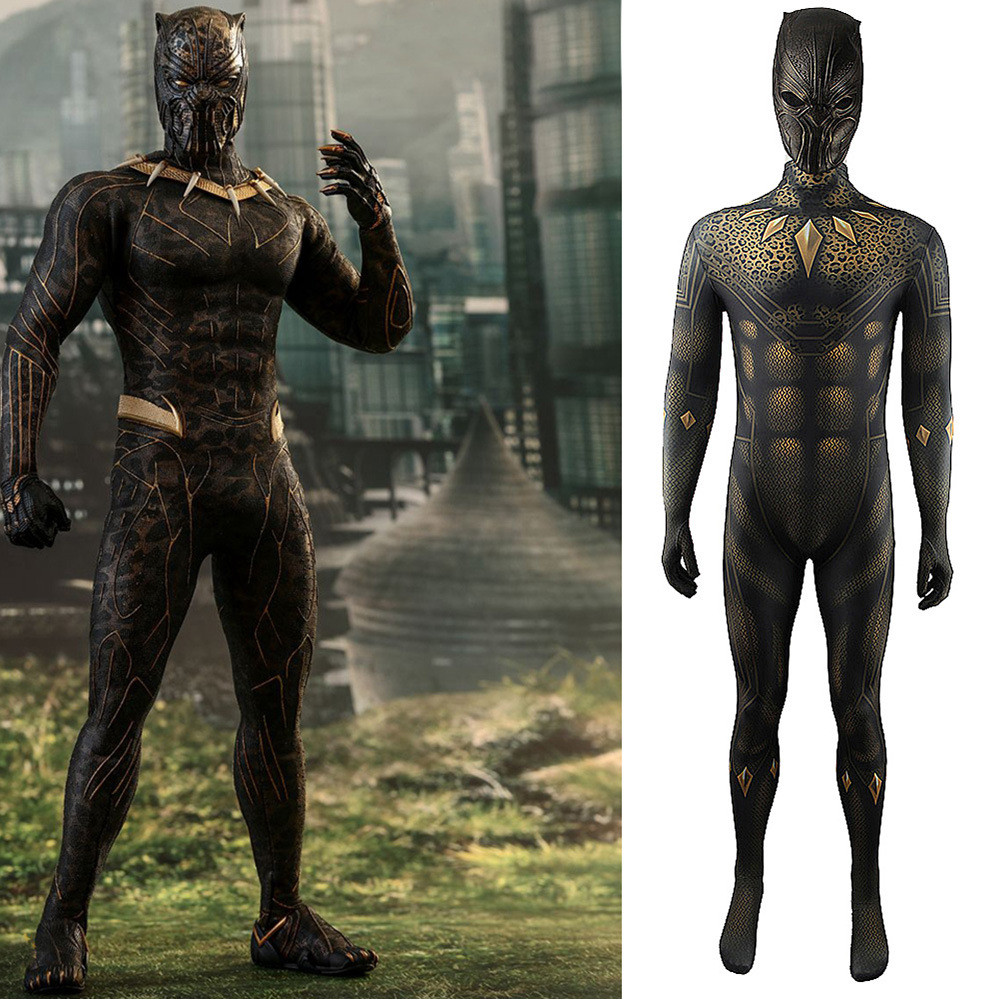 Black Panther: Killmonger Costume - The Golden Jaguar Bodysuit Killmonger Cosplay