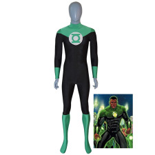 Green Lantern John Stewart Costume - Classic Black Green Bodysuit Green Lantern Cosplay