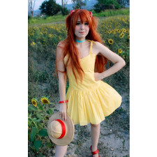Neon Genesis Evangelion Asuka Langley Soryu Costume - Yellow Dress Asuka Langley Soryu Cosplay