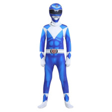 Mighty Morphin Power Rangers Blue Ranger Costume - Bodysuit Mask Set Blue Ranger Cosplay
