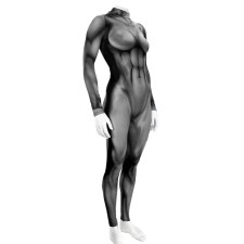 Woman Muscle Suit Costume - Grey Bodysuit Women's Muscle Suit Cosplay