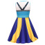 Girls K-Pop Demon Hunters Zoey Costume - Blue Yellow Sleeveless Mini Dress Zoey Cosplay