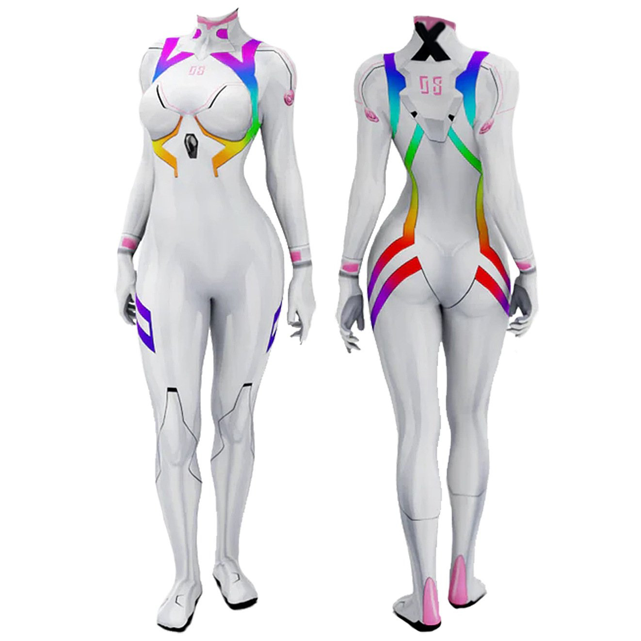 Evangelion 3.0+1.0 Thrice Upon A Time Asuka Langley Sohryu Costume - Rainbow Bodysuit Asuka Langley Sohryu Cosplay