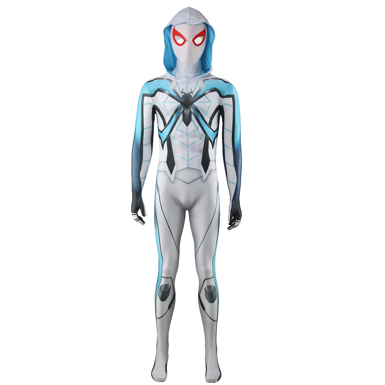 Spider-Man 2 Spider-Man White Evolved Suit Costume - Bodysuit Hood Spider-Man White Evolved Suit Cosplay