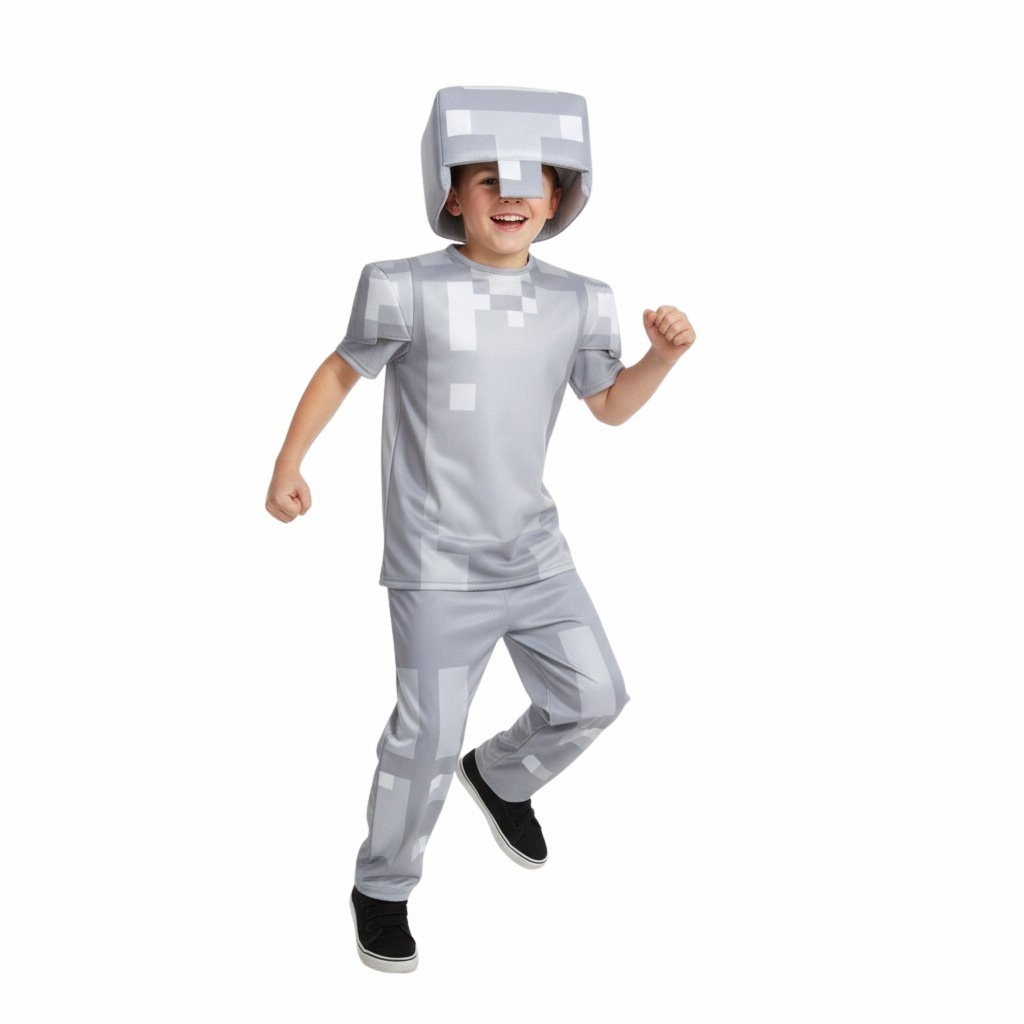 Kids Minecraft Iron Armor Costume - Mask Suit Iron Armor Cosplay