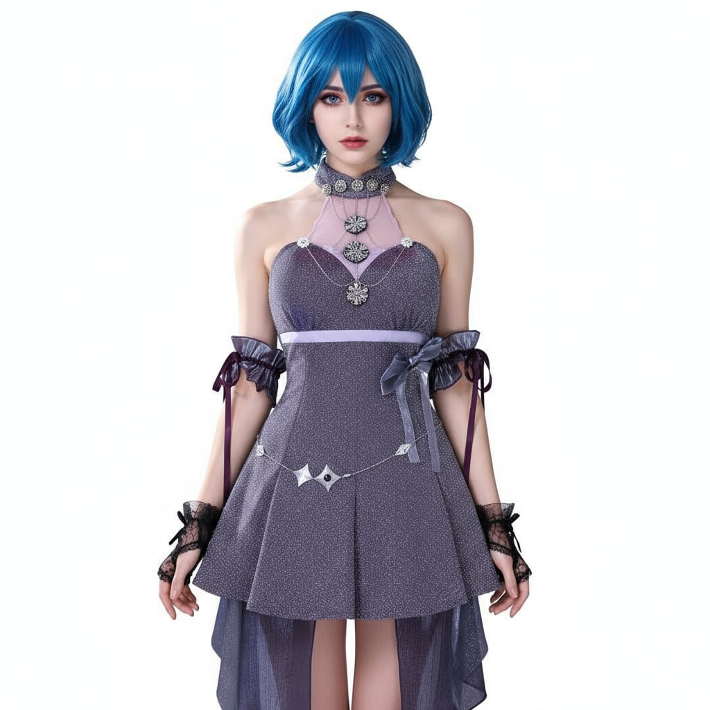 Neon Genesis Evangelion Rei Ayanami Deluxe Costume - Purple Dress Rei Ayanami Cosplay