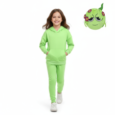 Kids Sprunki Green Vineria Costume - Hoodie Pants Mask Set Green Sprunki Cosplay