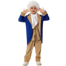 Kids George Washington Costume - Brown Suit Wig Set George Washington Cosplay