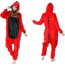 Kids Red Dinosaur Costume - Onesie Jumpsuit Red Dinosaur Cosplay