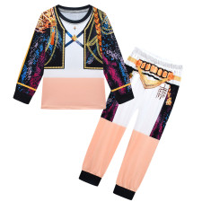 Girls K-Pop Demon Hunters Rumi Costume - Black Gold Shirt Pants Set Stage Outfit Rumi Cosplay