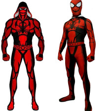 Marvel Blood Spider Jeffrey Calvert Costume - Red Black Bodysuit Mask Blood Spider Cosplay