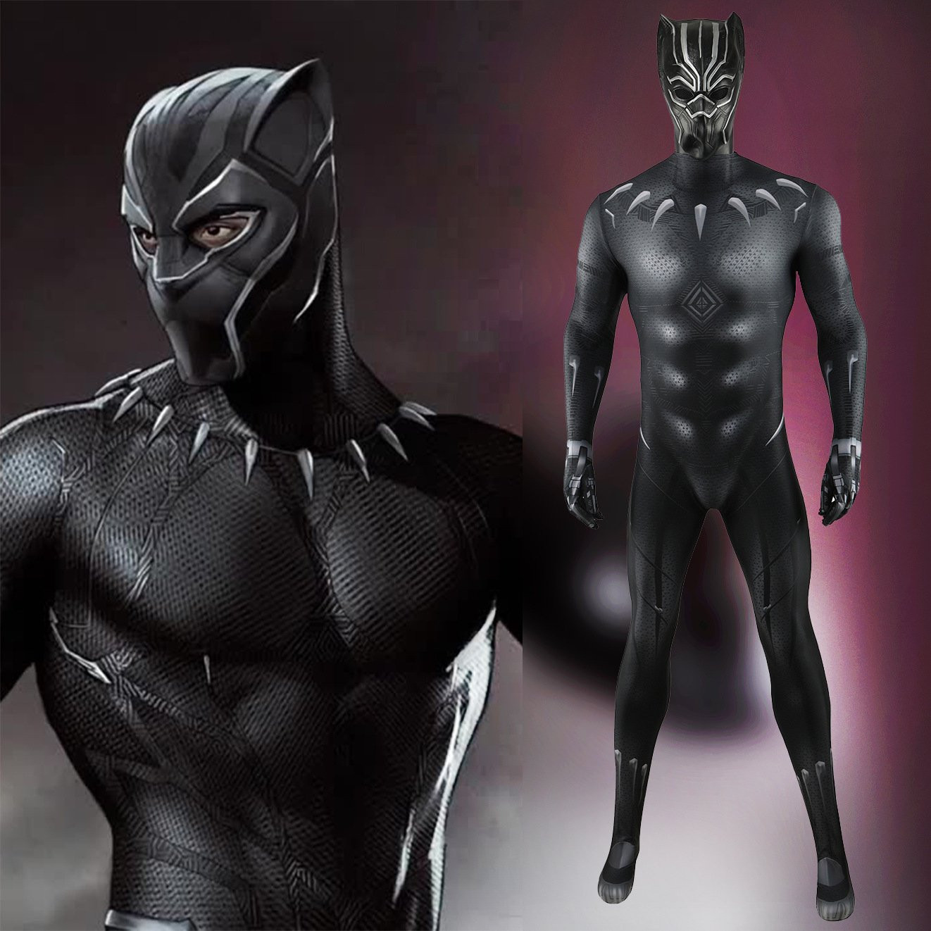 Avengers: Infinity War Black Panther T'Challa Costume - Bodysuit Mask Set Black Panther Costume