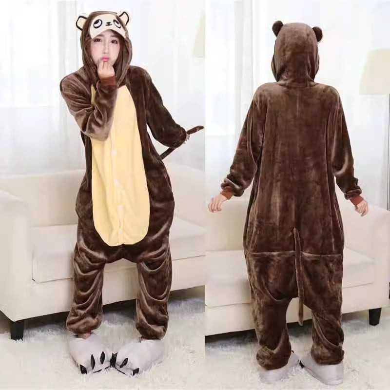 Kids Dark Brown Monkey Costume - Onesie Jumpsuit Dark Brown Monkey Cosplay