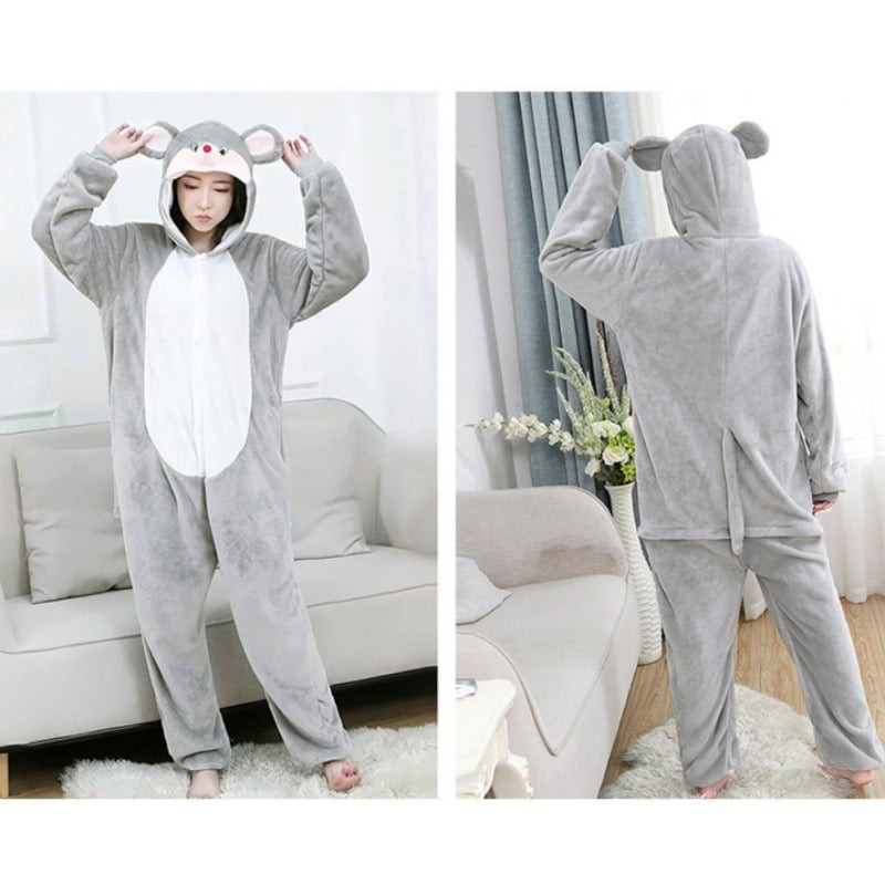 Kids Red Nose Mouse Costume - Onesie Jumpsuit Red Nose Mouse Cosplay