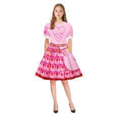 Girls Descendants: The Rise of Red Princess Bridget of Hearts Deluxe Costume - Pink Dress Princess Bridget of Hearts Cosplay