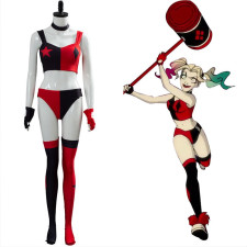 Harley Quinn Animated Series Harley Quinn Costume - Red Black Crop Top Short Set Harley Quinn Cosplay