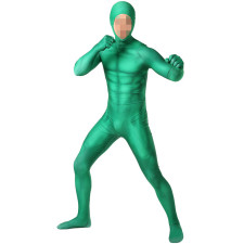 Superhero Green Morph Suit Costume - Muscle Bodysuit Mask Green Morph Suit Cosplay