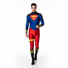 Teen Titans Superboy Kon-El Conner Costume - Navy Red Black Shoulder Bodysuit Superboy Cosplay