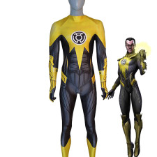 Green Lantern Thaal Sinestro Costume - Yellow Black Mechanic Bracelets Pattern Bodysuit Thaal Sinestro Cosplay