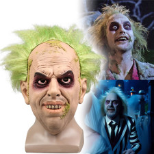 Beetlejuice Deluxe Injection Trick Or Treat Mask - Beetlejuice Cosplay Costume Mask Prop