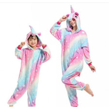 Kids Pastel Stripes Rainbow Milky Way Unicorn Costume - Onesie Jumpsuit Pastel Stripes Unicorn Cosplay