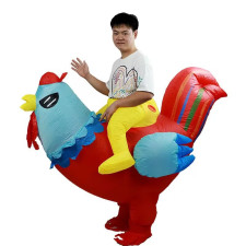 Riding Red Rooster Inflatable Costume - Riding Rooster Cosplay