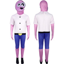 Smiling Friends Pim Pimling Costume - Pink Bodysuit Mask Set Pim Pimling Cosplay