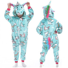 Kids Blue Print Unicorn Costume - Onesie Jumpsuit Blue Print Unicorn Cosplay