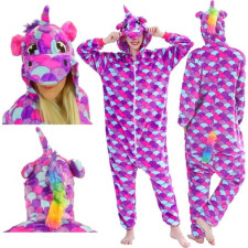 Kids Purple Scales Unicorn Costume - Onesie Jumpsuit Purple Scales Unicorn Cosplay