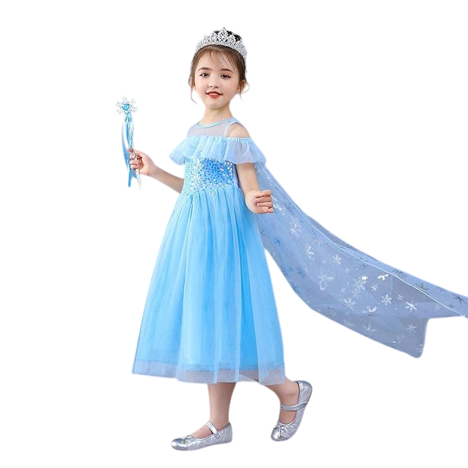 Girls Frozen Princess Elsa Blue Dress Costume - Blue Dress Elsa Cosplay