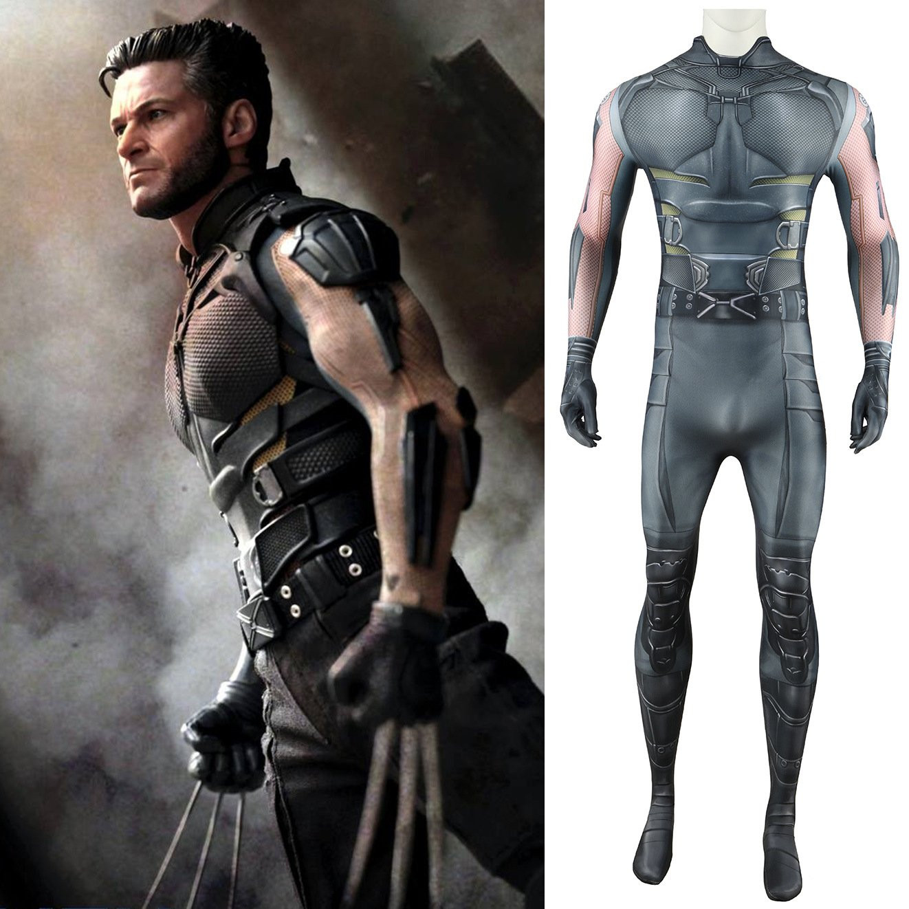 X-Men Days of Future Past Wolverine Costume - Grey Bodysuit Wolverine Cosplay