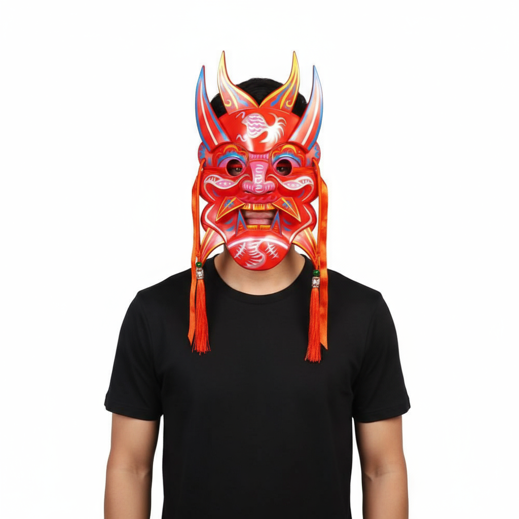 K-Pop Demon Hunters Demon Mask Prop - Red Demon Kpop Costume Cosplay Mask