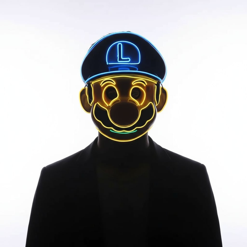 Super Mario Bros Luigi LED Mask Prop - Luigi LED Costume Cosplay Mask