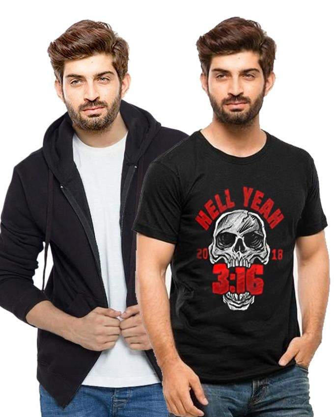 WWE Steve Austin Costume - Black Shirt Stone Cold Red Hell Yeah 3:16 Steve Austin Cosplay