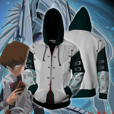 Yu-Gi-Oh! Seto Kaiba Costume - White Blue Hoodie Seto Kaiba Cosplay