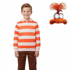 Kids Inside Out Anxiety Costume - Orange Hoodie Pants Mask Set Anxiety Cosplay