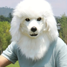 White Dog Furry Mask - White Dog Cosplay Costume Mask Prop