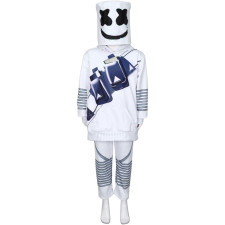 Kids Fortnite Marshmello Costume - Hoodie Pants Mask Set Marshmello Cosplay